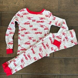💜3/$15 Firemen Pajamas with Red Fire Truck and Helicopter Print